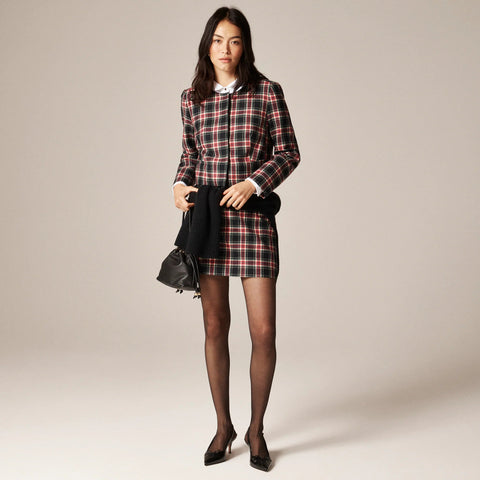 Wool-blend mini skirt in Stewart tartan