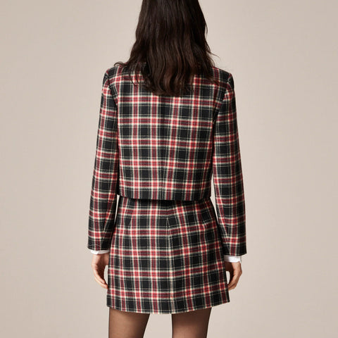 Wool-blend mini skirt in Stewart tartan