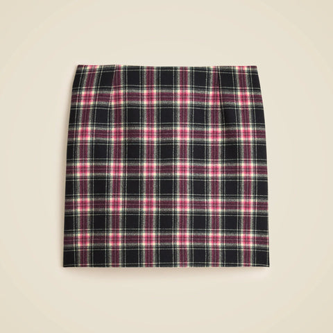 Wool-blend mini skirt in Stewart tartan