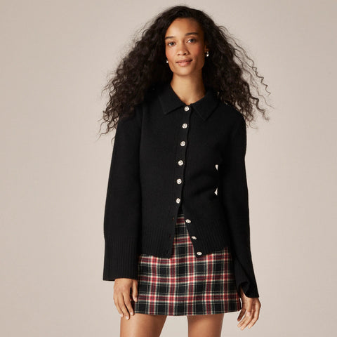 Wool-blend mini skirt in Stewart tartan