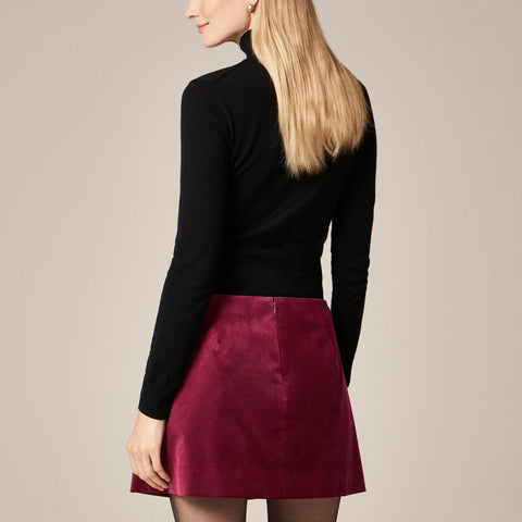 Petite flap-pocket mini skirt in velvet