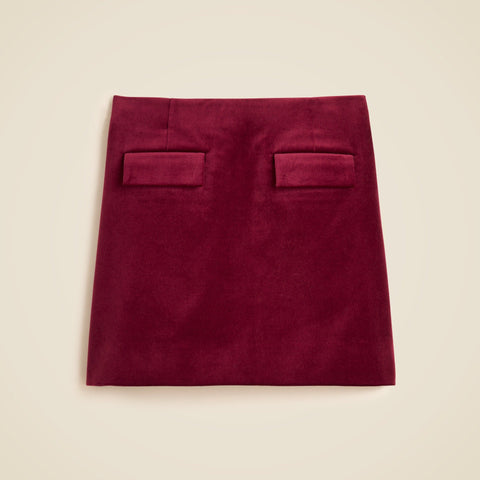 Petite flap-pocket mini skirt in velvet