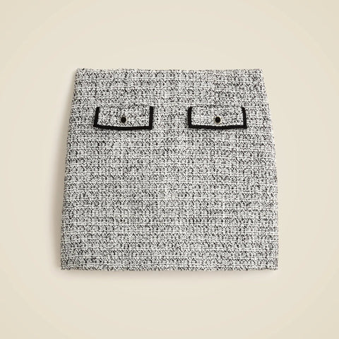 Petite flap-pocket mini skirt in tweed