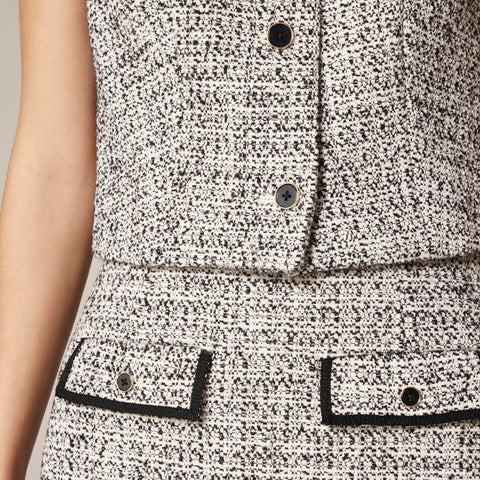 Petite flap-pocket mini skirt in tweed