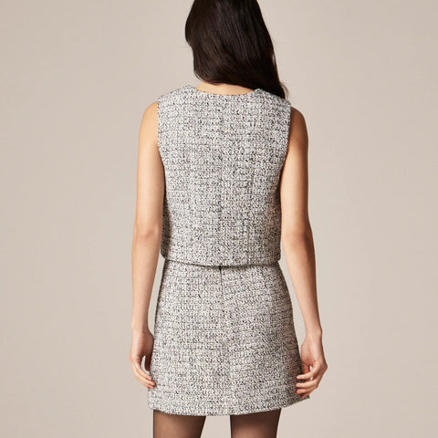 Petite flap-pocket mini skirt in tweed