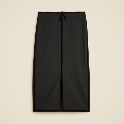 Pencil midi skirt with velvet trim in four-season stretch