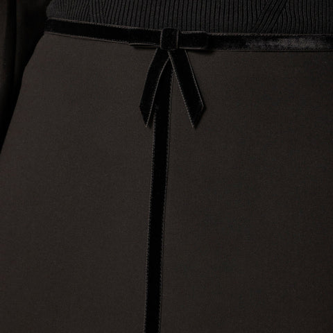 Pencil midi skirt with velvet trim in four-season stretch