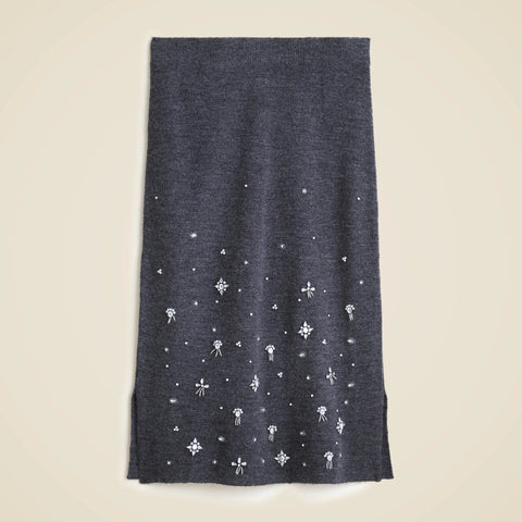 Collection wool-blend midi skirt with crystal embellishments