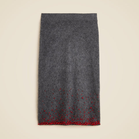 Collection brushed cashmere midi skirt with beaded embellishments