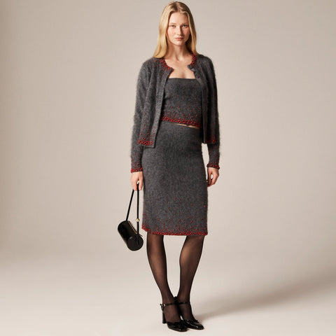 Collection brushed cashmere midi skirt with beaded embellishments