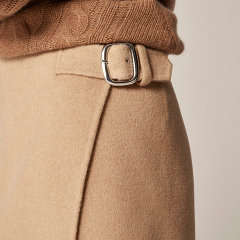 Collection wool-cashmere blend mini skirt with buckle detail