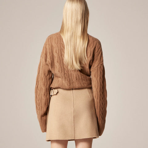Collection wool-cashmere blend mini skirt with buckle detail