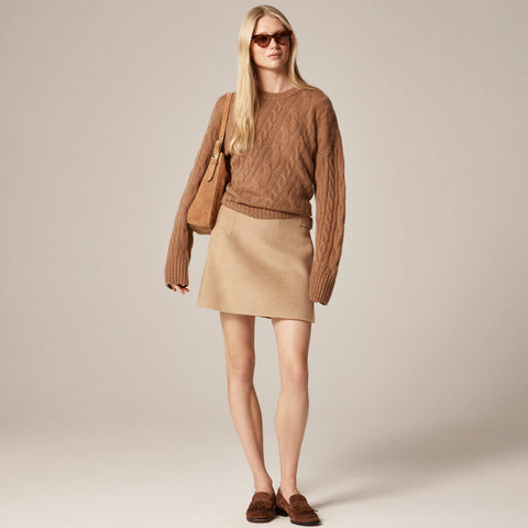 Collection wool-cashmere blend mini skirt with buckle detail