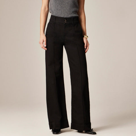 Petite denim trouser jean with stacked buttons