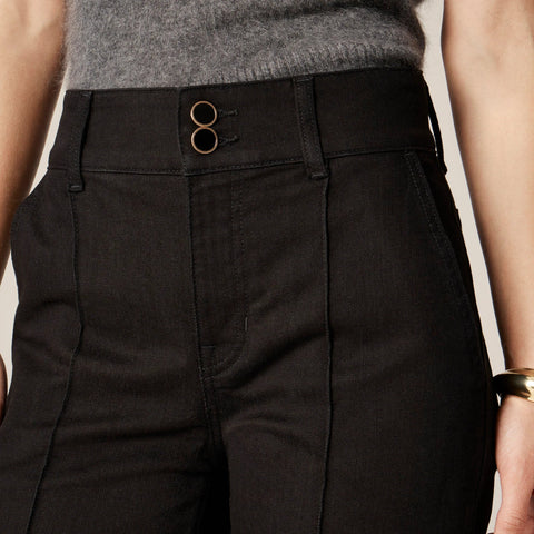 Petite denim trouser jean with stacked buttons