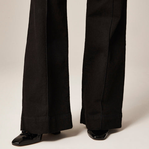 Petite denim trouser jean with stacked buttons