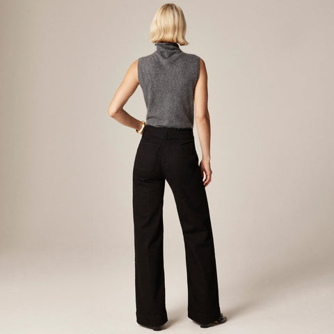 Petite denim trouser jean with stacked buttons