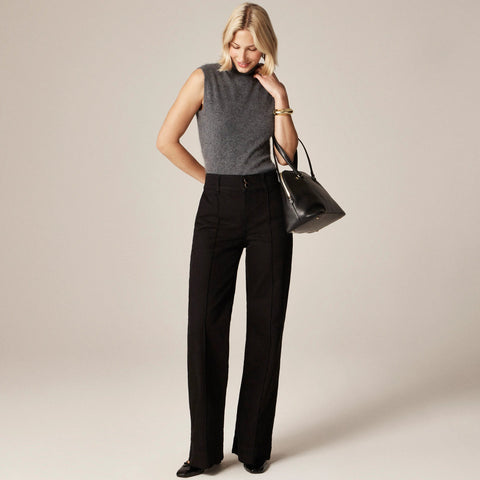 Petite denim trouser jean with stacked buttons