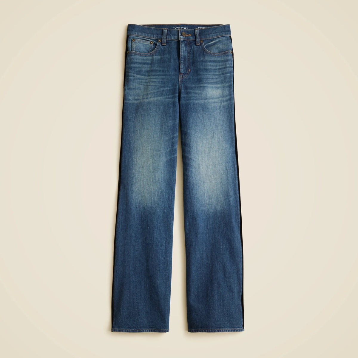 Denim trouser jean with velvet stripe