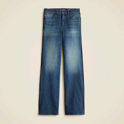 Denim trouser jean with velvet stripe