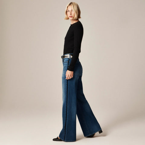 Denim trouser jean with velvet stripe