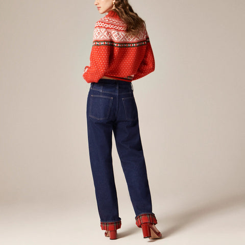 Flannel-lined relaxed straight jean in Rinse wash