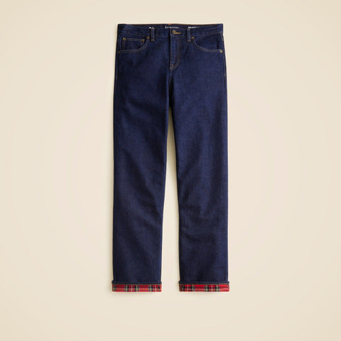 Flannel-lined relaxed straight jean in Rinse wash
