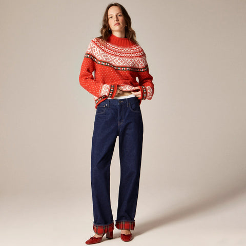 Flannel-lined relaxed straight jean in Rinse wash