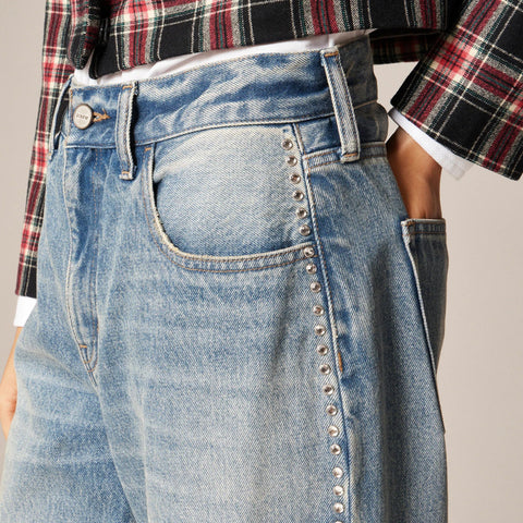 Slouchy jean with embellished side stripe