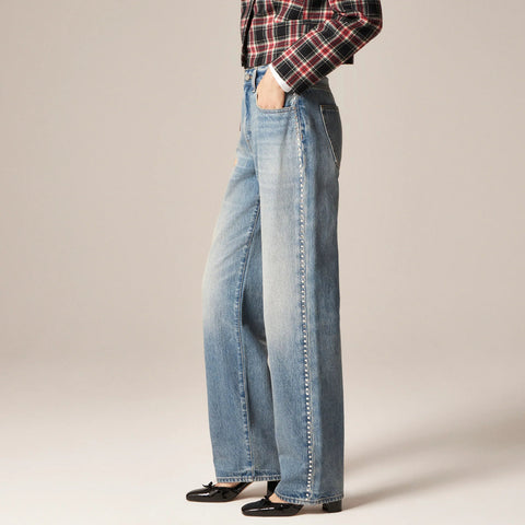 Slouchy jean with embellished side stripe