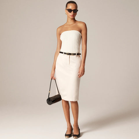 Cable-knit tube top in merino wool