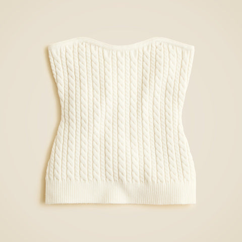 Cable-knit tube top in merino wool