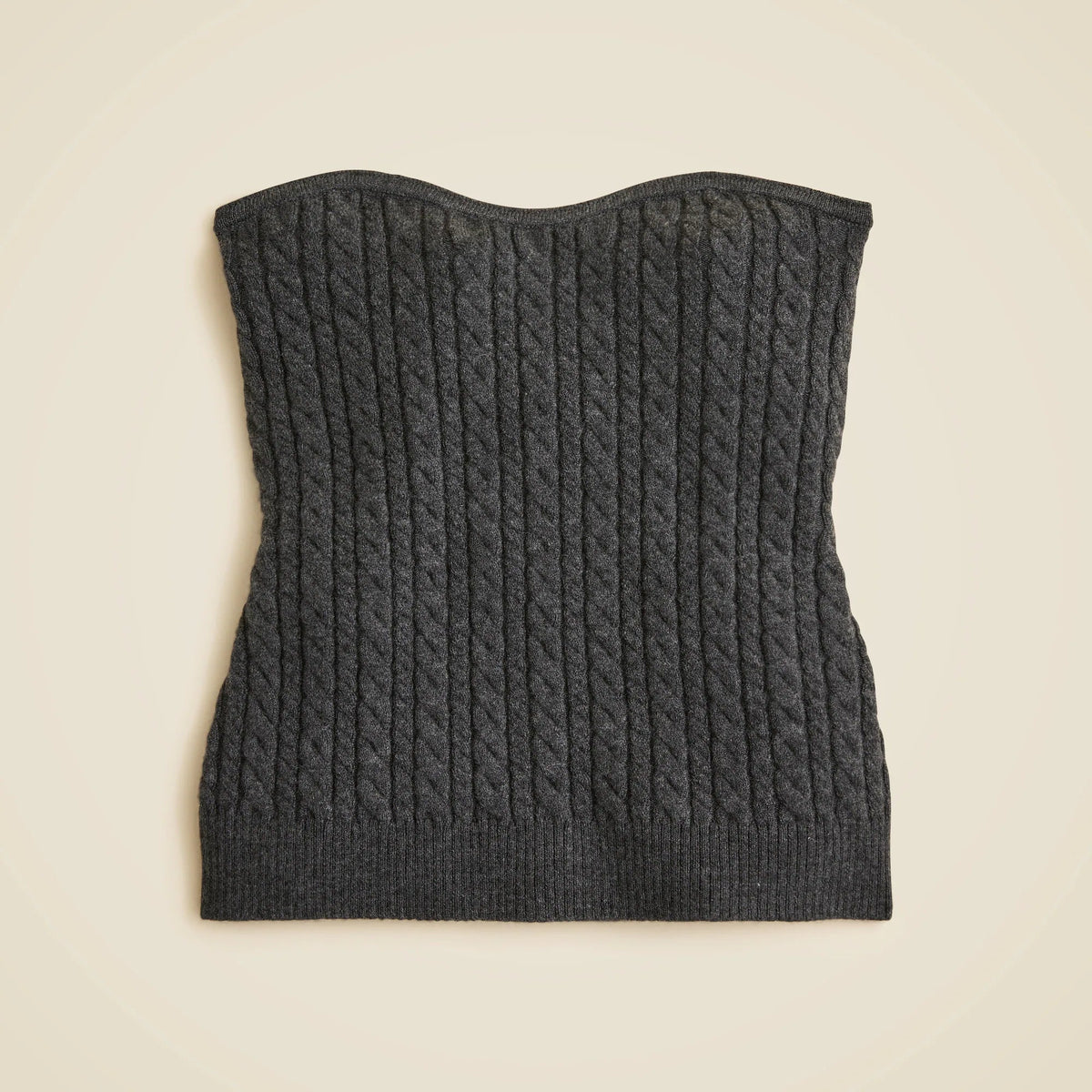 Cable-knit tube top in merino wool
