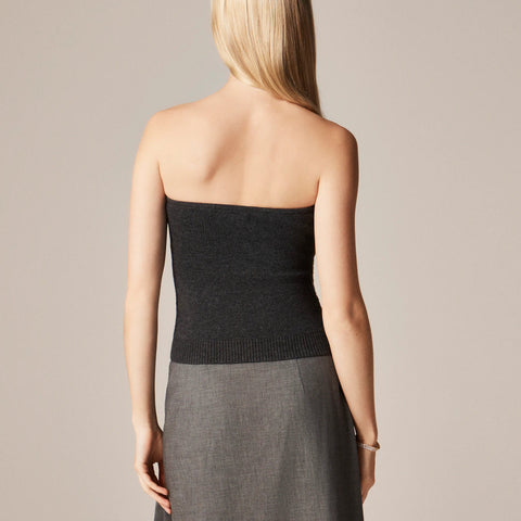 Cable-knit tube top in merino wool