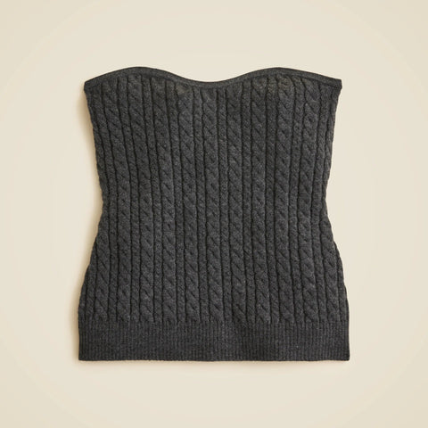 Cable-knit tube top in merino wool