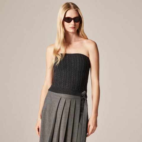 Cable-knit tube top in merino wool