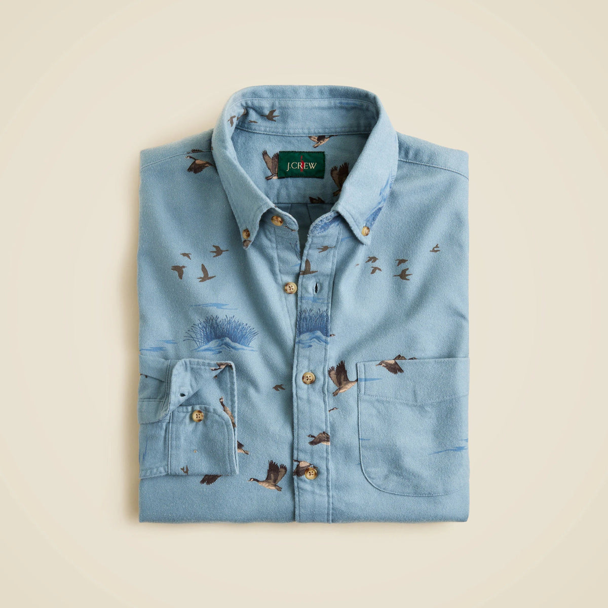 Midweight flannel shirt with button-down collar