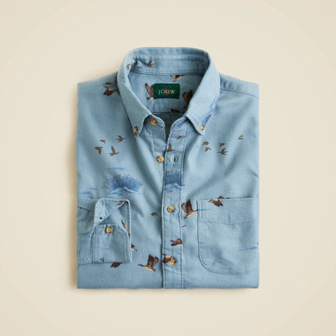 Midweight flannel shirt with button-down collar