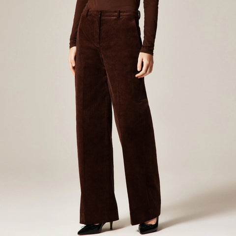 Petite wide-leg trouser in stretch corduroy