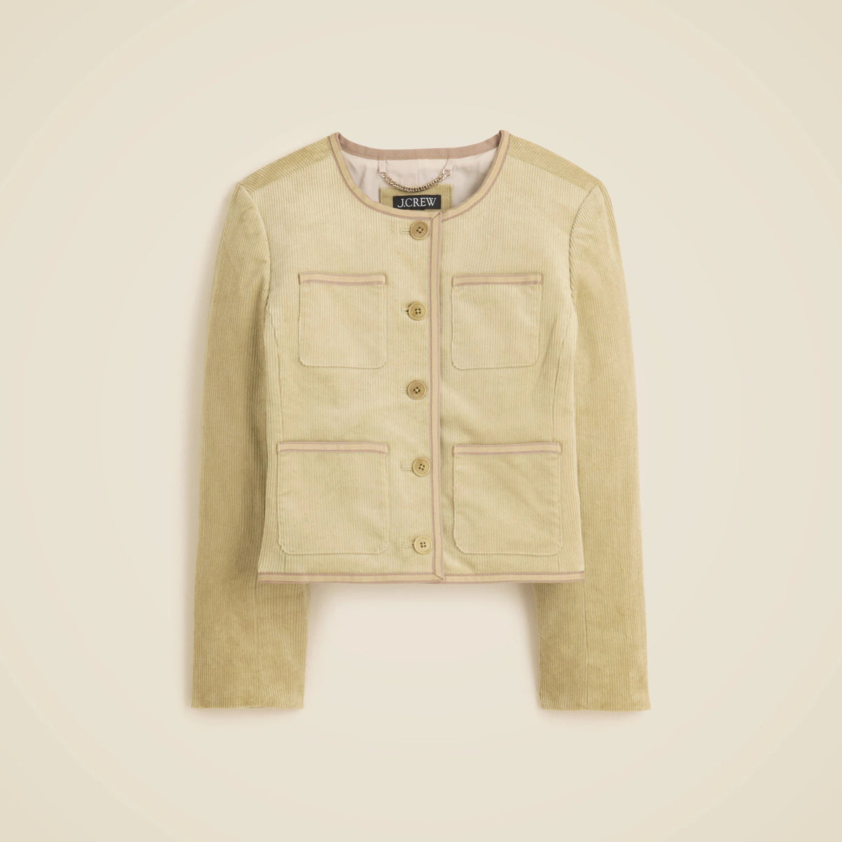 Patch-pocket lady jacket in stretch corduroy