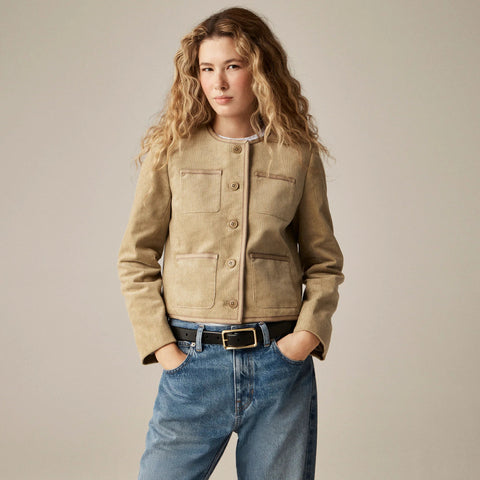 Patch-pocket lady jacket in stretch corduroy