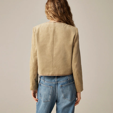 Patch-pocket lady jacket in stretch corduroy