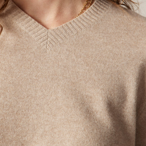 Cashmere high V-neck sweater