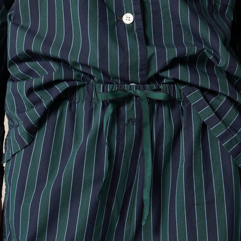 Cotton poplin long-sleeve pajama pant set in peppermint stripe