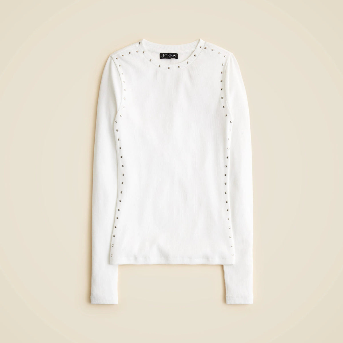Perfect rib long-sleeve T-shirt with studs
