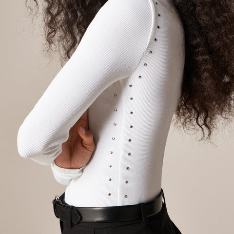 Perfect rib long-sleeve T-shirt with studs