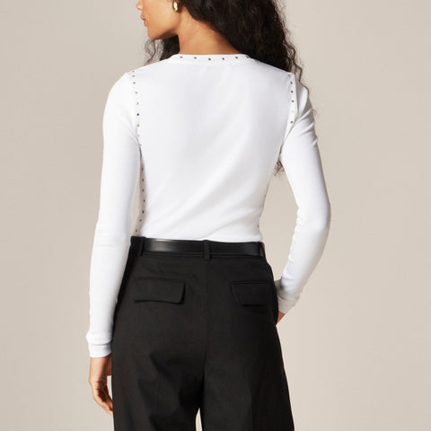 Perfect rib long-sleeve T-shirt with studs