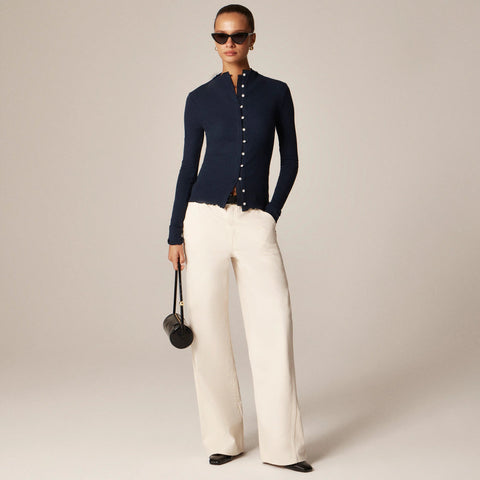 Perfect rib cardigan top with jewel buttons