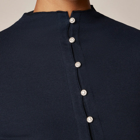 Perfect rib cardigan top with jewel buttons