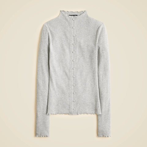 Perfect rib cardigan top with jewel buttons